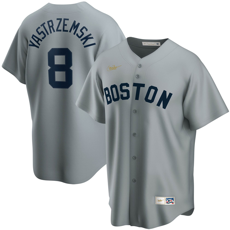 2020 MLB Men Boston Red Sox #8 Carl Yastrzemski Nike Gray Road Cooperstown Collection Player Jersey 1